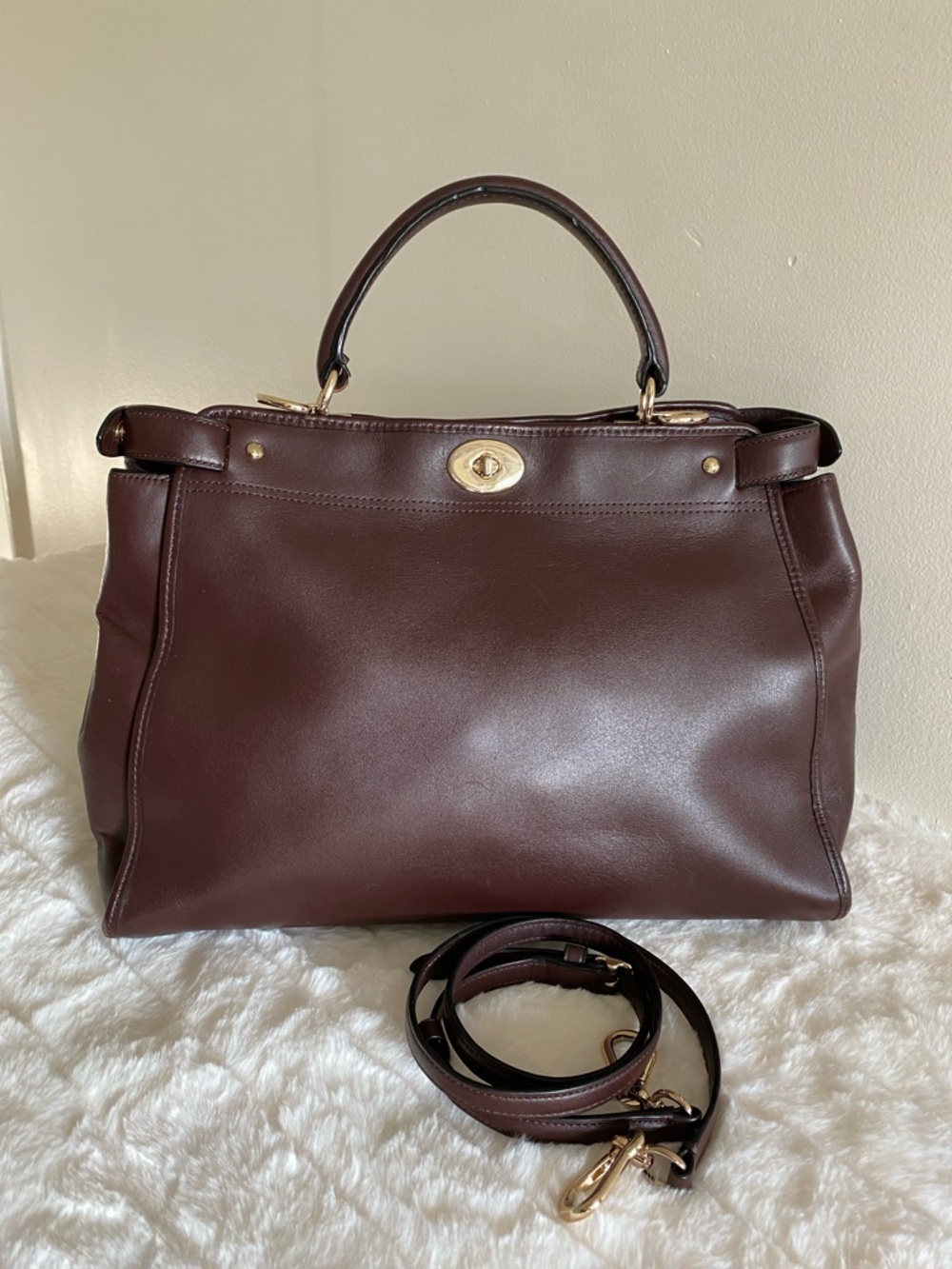 COACH Gramercy Leather Satchel in Oxblood - Picture 2 of 16